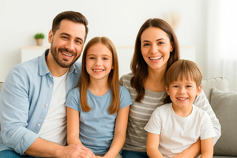 Familia feliz asegurada – seguros de salud y vida en Florida